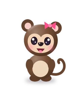 A cartoon monkey with a bow