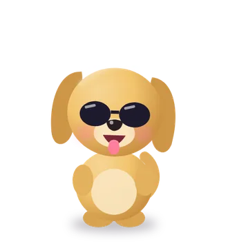 A cartoon dog wearing sunglasses