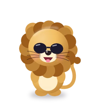 A cartoon lion wearing sunglasses